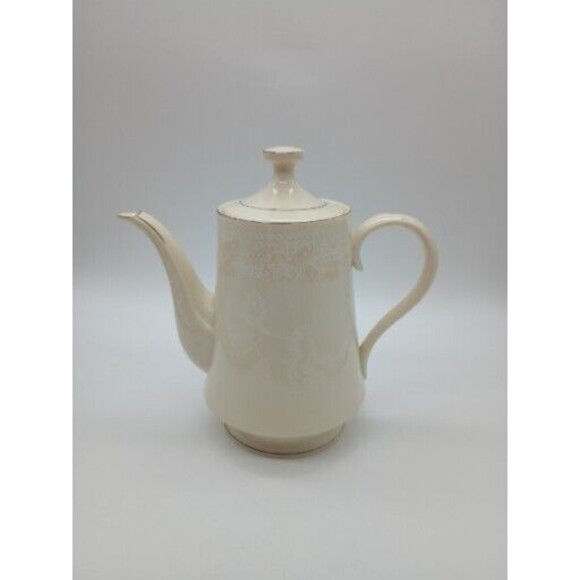 Budlet Teapot Ivory Fine China Leaf Vine Pattern - Picture 1 of 12